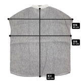 Fog with nest Robe リネン ストライプ ピンタック フレンチスリーブ ブラウス シャツ グレー ホワイト レディース フォグウィズネストローブ【中古】6-0531S♪