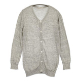 nest Robe 01133-2081 リネンニット Vネック カーディガン 杢グレー レディース ネストローブ【中古】6-0717M♪