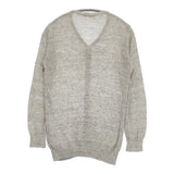 nest Robe 01133-2081 リネンニット Vネック カーディガン 杢グレー レディース ネストローブ【中古】6-0717M♪