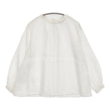 nest Robe リネンスタンドフリルブラウス バックボタン 01154-1289 2way ブラウス シャツ ホワイト レディース ネストローブ【中古】6-0717M♪