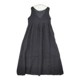 mizuiro-ind リネン ギャザー ノースリーブ ワンピース ブラック レディース ミズイロインド【中古】6-0819M∞