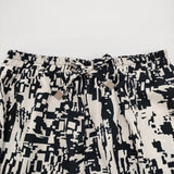 ensoleille 総柄 イージーワイドパンツ ポリエステル パンツ ブラック オフホワイト レディース アンソレイユ【中古】6-0717M♪