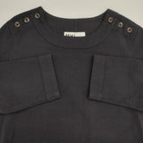 MHL. WOOL COTTON ウールコットン 595-6258509 肩ボタン ワンピース ブラック レディース エムエイチエル【中古】6-1005T∞