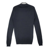 JOHN SMEDLEY メリノウールファイン イギリス製 クルーネック リブ セーター ニット ブラック レディース ジョンスメドレー【中古】6-1005T∞