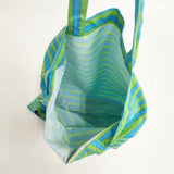 marimekko 50周年記念 タサライタ Tasaraita even stripe ボーダー トートバッグ ブルー グリーン レディース マリメッコ【中古】6-0827G∞