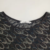 mina perhonen mousse 刺繍 ss1615 サイズ38 ノースリーブ シアー ブラウス シャツ ブラック レディース ミナペルホネン【中古】6-0526S♪
