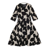 mina perhonen slow dance プリントワンピース ベルト付き ta3252 サイズ40 ワンピース ブラック グレージュ レディース ミナペルホネン【中古】6-0519T♪