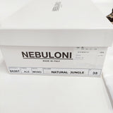 NEBULONI E ダブルストラップ ジャガード イタリア製 サイズ35 サンダル ベージュ ブラック ナチュラル レディース ネブローニ【中古】6-0519S♪