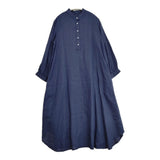 fog linen work リネン プルオーバー ギャザー ワンピース アオ レディース フォグリネンワーク【中古】6-0618G◎