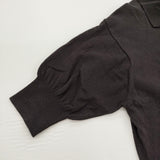 HAU ニットポロシャツ CLASKA クラスカ コットン ニット ブラック レディース ハウ【中古】6-0531S♪