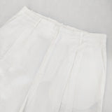 mina perhonen kivi コットンリネン ys4467 サイズ38 タックワイド パンツ シロ レディース ミナペルホネン【中古】6-0618G◎