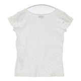 agnes b. フラワースリーブ ボートネック コットン サイズ2 半袖Ｔシャツ カットソー ホワイト レディース アニエスベー【中古】6-0609S△