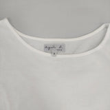 agnes b. フラワースリーブ ボートネック コットン サイズ2 半袖Ｔシャツ カットソー ホワイト レディース アニエスベー【中古】6-0609S△