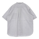 Danton コットンリネンショートスリーブバンドカラーシャツ ラミー ストライプ 半袖シャツ ライトブルー ホワイト ユニセックス ダントン【中古】6-0609S△