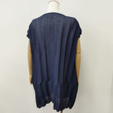 me ISSEY MIYAKE シースルークレープ プリーツ MI31FT553 Ｔシャツ カットソー ネイビー レディース ミー イッセイミヤケ【中古】6-0526S♪