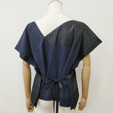 ISSEY MIYAKE 1325. 変形 アシンメトリー サイズ2 Ｔシャツ カットソー ブラック ネイビー レディース イッセイミヤケ1325.【中古】6-0526S♪