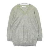 TRUSSARDI TRU ボーダー コットン セーター ニット グリーン グレー レディース トラサルディ【中古】6-0823M∞