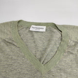 TRUSSARDI TRU ボーダー コットン セーター ニット グリーン グレー レディース トラサルディ【中古】6-0823M∞