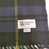 JOHNSTONS OF ELGIN カシミヤ チェック スコットランド製 マフラー ストール ネイビー グリーン レディース ジョンストンズオブ エルガン【中古】6-0911T◎