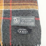 JOHNSTONS OF ELGIN/UNITED ARROWS カシミヤ チェック フリンジ マフラー グレー オレンジ レディース ジョンストンズオブ エルガン/ユナイテッドアローズ【中古】6-0911T◎