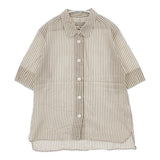 MARGARET HOWELL 578-0152612 BLOD STRIPE COTTON SILK ストライプ コットンシルク ブラウス シャツ ベージュ ホワイト レディース マーガレットハウエル【中古】6-0609S△