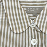 MARGARET HOWELL 578-0152612 BLOD STRIPE COTTON SILK ストライプ コットンシルク ブラウス シャツ ベージュ ホワイト レディース マーガレットハウエル【中古】6-0609S△
