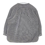 OMNIGOD 7分袖スタンドカラーヒッコリーシャツ 56-930E コットン ブラウス シャツ ネイビー ホワイト レディース オムニゴッド【中古】6-0907M∞