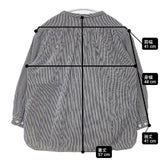 OMNIGOD 7分袖スタンドカラーヒッコリーシャツ 56-930E コットン ブラウス シャツ ネイビー ホワイト レディース オムニゴッド【中古】6-0907M∞