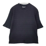 manon MOC BORDER RIB TEE リブ ボーダー シアー 日本製 サイズ0 Ｔシャツ カットソー チャコールグレー ブラック レディース マノン【中古】6-0609S△