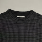 manon MOC BORDER RIB TEE リブ ボーダー シアー 日本製 サイズ0 Ｔシャツ カットソー チャコールグレー ブラック レディース マノン【中古】6-0609S△