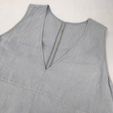 nest Robe ブラックリネンバックVネックノースリーブワンピース 2wayドレス ワンピース ライトブルー レディース ネストローブ【中古】6-0619M♪