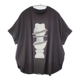 AS KNOW AS TheBestTシャツ ワイド サイズ1 Ｔシャツ カットソー チャコールグレー ホワイト レディース アズノウアズ【中古】6-0609S△