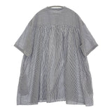 veritecoeur ストライプギャザーシャツ 定価24200円 VC-2699 キュプラコットン ブラウス 25SS ブルー ホワイト レディース ヴェリテクール【中古】6-0519S♪