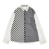 antiqua tree café ドット チェック LL 長袖シャツ シロ クロ レディース アンティカ【中古】6-0706G◎