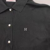 HOLLYWOOD RANCH MARKET H刺繍 鹿の子 ポロワンピース コットン 日本製 ワンピース ブラック レディース ハリウッドランチマーケット【中古】6-0609S△