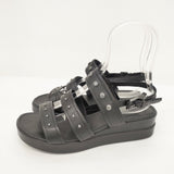 ecco スタッズ サイズ38 レザー サンダル クロ レディース エコー【中古】6-0528S◎