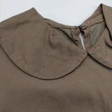 tricot COMME des GARCONS 丸襟 製品加工 M キュプラ ノースリーブ ブラウス シャツ AD2003 ブラウン レディース トリココムデギャルソン【中古】6-0607S♪