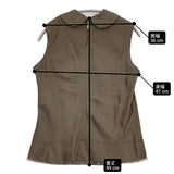 tricot COMME des GARCONS 丸襟 製品加工 M キュプラ ノースリーブ ブラウス シャツ AD2003 ブラウン レディース トリココムデギャルソン【中古】6-0607S♪