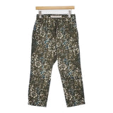 GRANDMA MAMA DAUGHTER スリムテーパードパンツ コットンリネン バティック柄 パンツ カーキ ブルー レディース グランマママドーター【中古】6-0913M∞