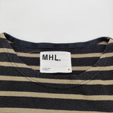 MHL. STRIPED DRY COTTON JERSEY ボーダー 定価14300円 サイズ2 半袖Ｔシャツ カットソー 23SS ブラック ベージュ レディース エムエイチエル【中古】6-0607S♪