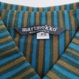 marimekko Jokapoika ヨカポイカ ストライプ シャツ サイズXS 長袖シャツ ミドリ チャ レディース マリメッコ【中古】6-0706G◎