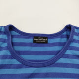 marimekko TASARATIA ボーダー サイズＭ コットン 半袖Ｔシャツ カットソー ブルー ネイビー ユニセックス マリメッコ【中古】6-0607S♪