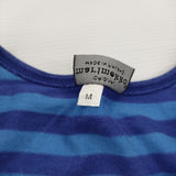 marimekko TASARATIA ボーダー サイズＭ コットン 半袖Ｔシャツ カットソー ブルー ネイビー ユニセックス マリメッコ【中古】6-0607S♪