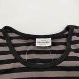 marimekko TASARATIA ボーダー サイズL コットン 半袖Ｔシャツ カットソー ブラック グレー ユニセックス マリメッコ【中古】6-0607S♪