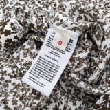 45R/45rpm 花柄 フレンチスリーブ コットン 日本製 ワンピース ブラウン ホワイト レディース フォーティーファイブアールピーエム【中古】6-0607S♪