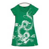 VIVIENNE TAM Tシャツドレス チュニック ドラゴンプリント 015-162504 レーヨン ワンピース グリーン レディース ヴィヴィアンタム【中古】6-0607S♪