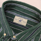 BEVERLY HILLS POLO CLUB ネルシャツ ボタンダウン 刺繍 サイズL ストライプ 長袖シャツ グリーン メンズ ビバリーヒルズポロクラブ【中古】6-0816T∞
