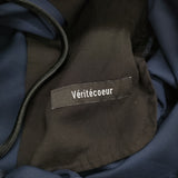 veritecoeur ストレートタックパンツ 定価35200円 VC-2632A イージー ワイド パンツ ネイビー レディース ヴェリテクール【中古】6-0519G♪