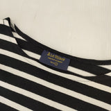 Le Minor ドロップショルダー ボーダー フランス製 長袖Ｔシャツ カットソー ロンＴ ブラック ホワイト レディース ルミノア【中古】6-0808M∞
