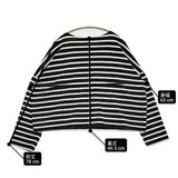 Le Minor ドロップショルダー ボーダー フランス製 長袖Ｔシャツ カットソー ロンＴ ブラック ホワイト レディース ルミノア【中古】6-0808M∞